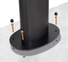 Base plate fixes to the floor for a secure install using suitable fixings (not supplied).